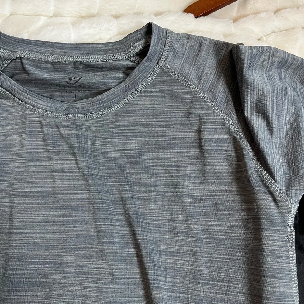 Hang Ten Mens Womens L Unisex Long Sleeve Rash Guard Grey Black Zip Pocket Beach